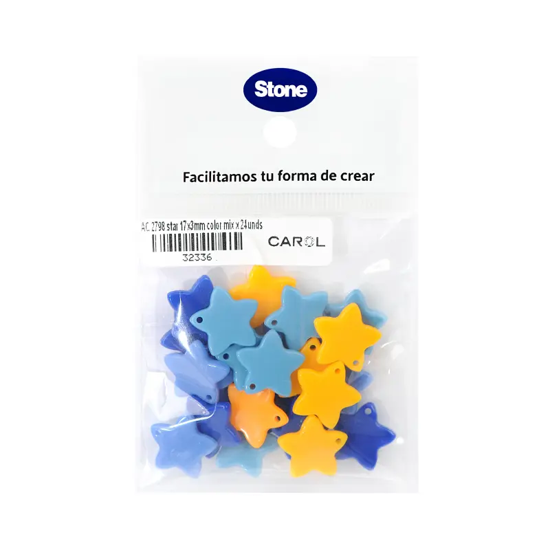 Acrilico 2798 star 17x3mm color mix x 24unds