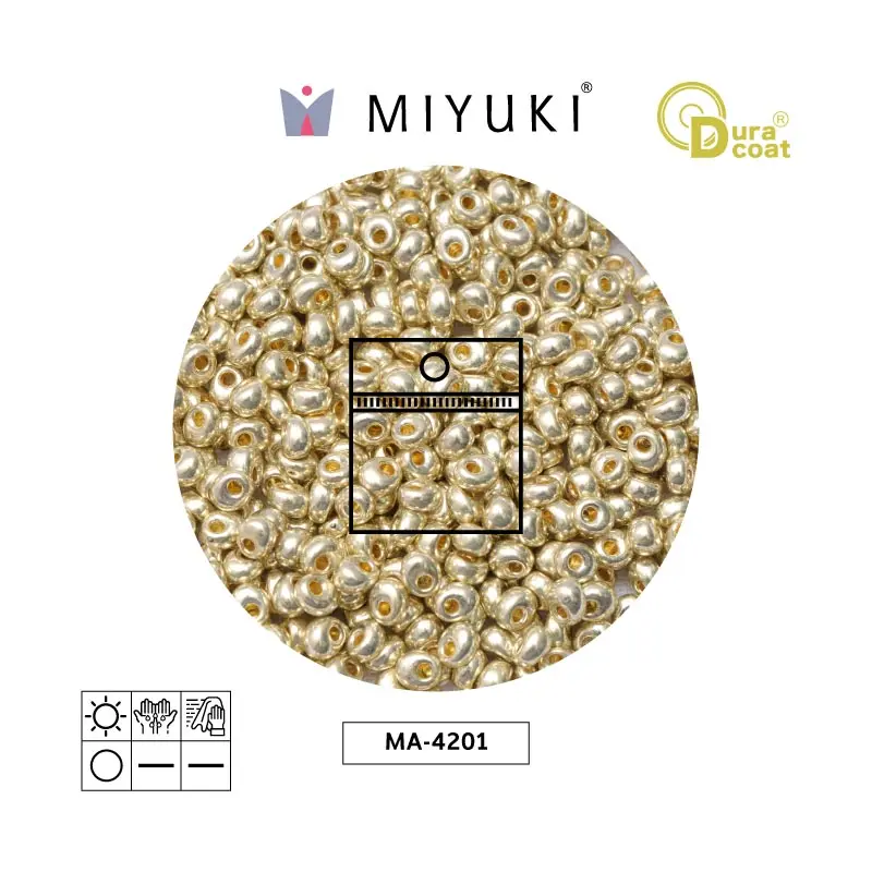 Miyuki magatama 4mm MA4201 galvanizado plateado x 25g