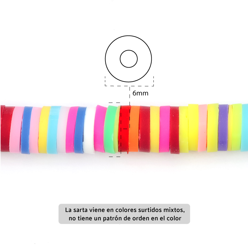 Sarta fimo disco 6mm 20 color mix x 39cm