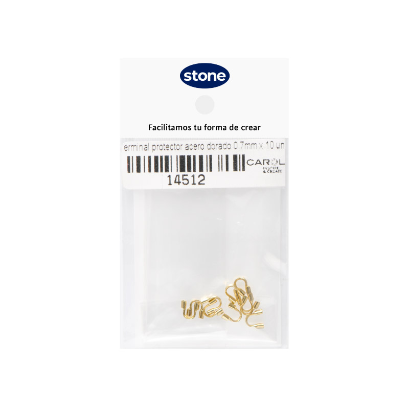 Terminal protector acero dorado 5mm x 10 unds