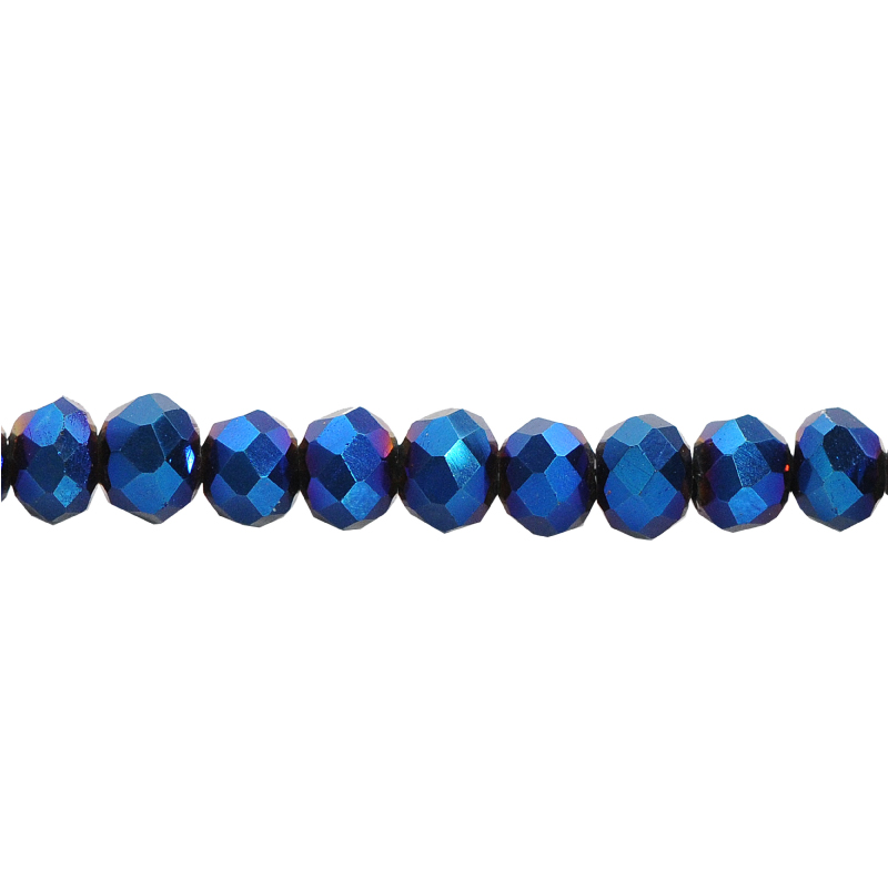 Murano rondela facetada 3mm metallic blue 134 x 110unds