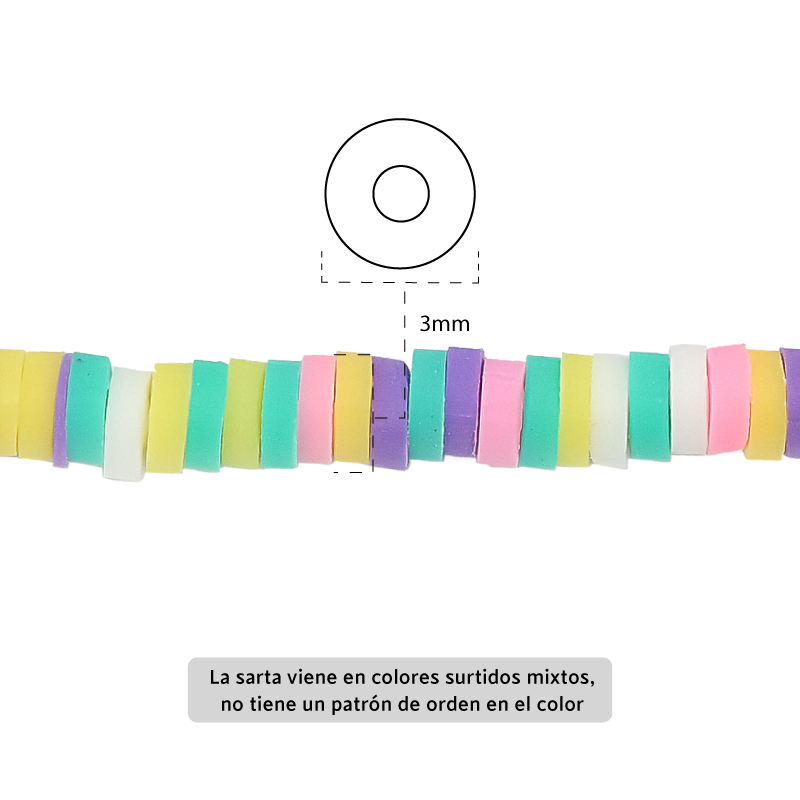 Sarta fimo disco 3mm 3-2 color mix x 39cm