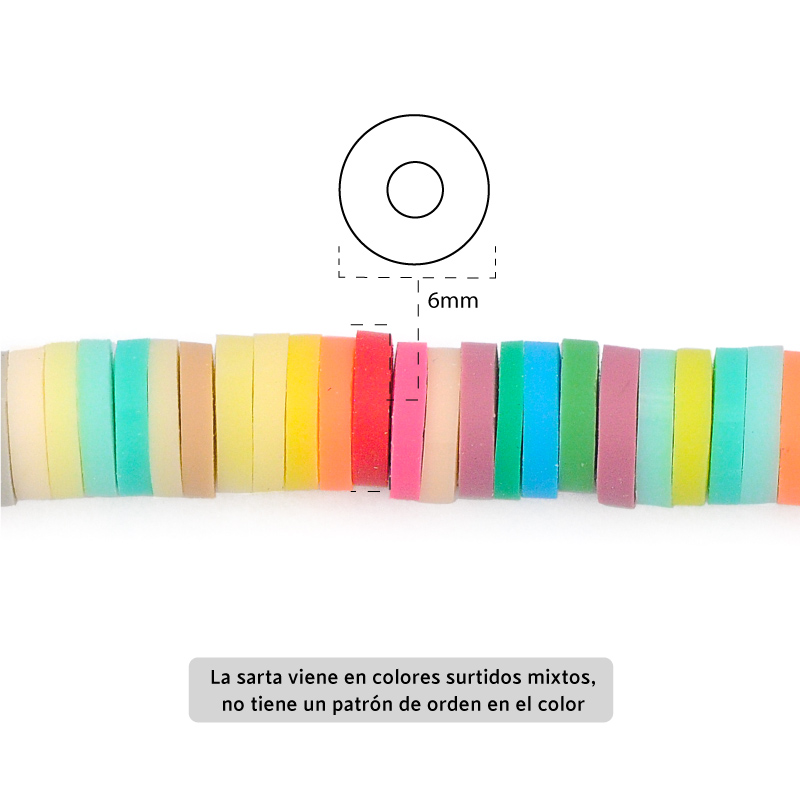 Sarta fimo disco 6mm 29 color mix x 39cm