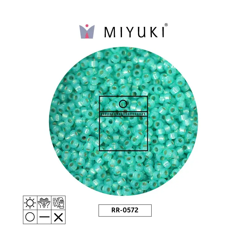 Mostacilla Miyuki rocalla 11/0 RR0572 azul verde plateado forrado alabaster x 25g