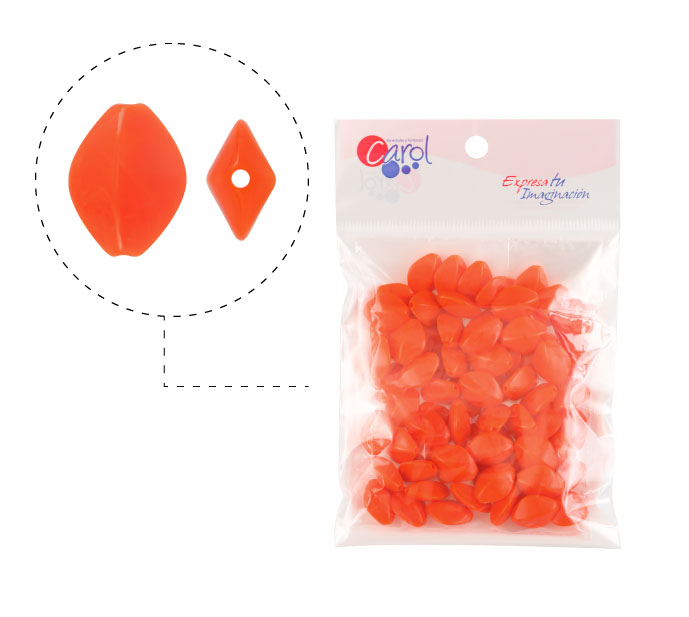 Acrilico oval 17x14mm AAB-51153-17 naranja E-27 x 50g(Aprox 68und)