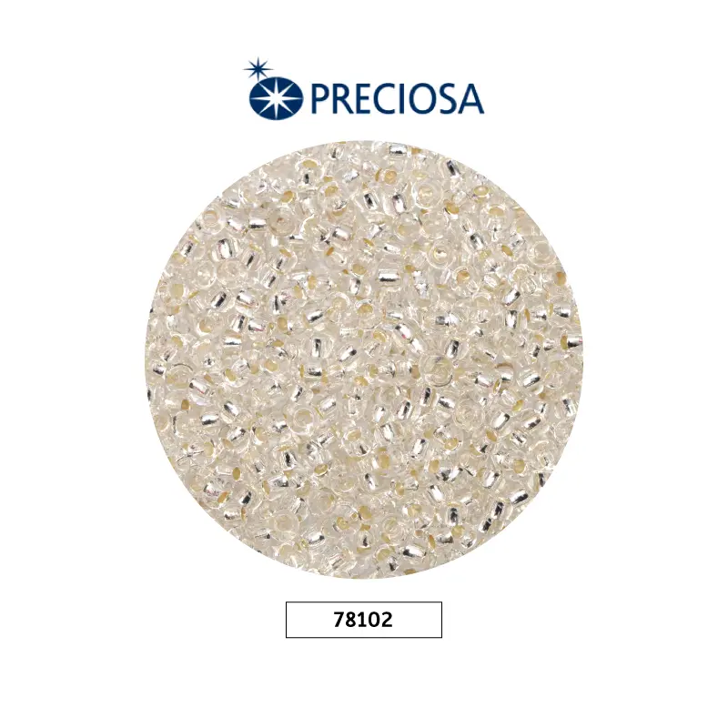Mostacilla checa preciosa 8/0 3mm 78102 plateado x 500g