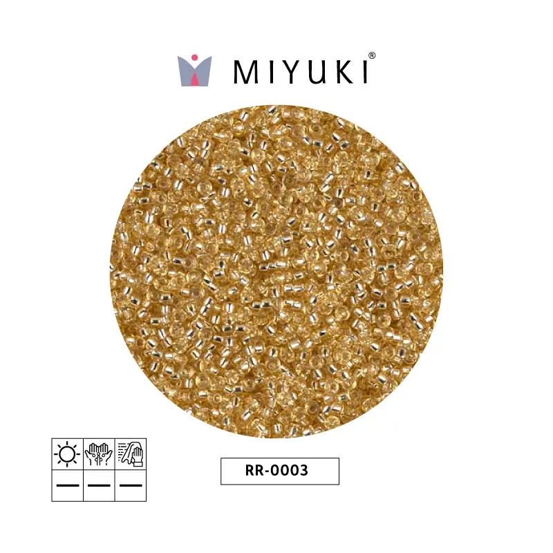 Mostacilla Miyuki rocalla 15/0 RR0003 plateado forrado dorado x 250g