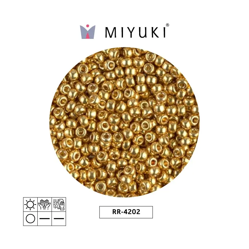 Mostacilla Miyuki rocalla 8/0 RR4202 galvanizado dorado Duracoat x 250g