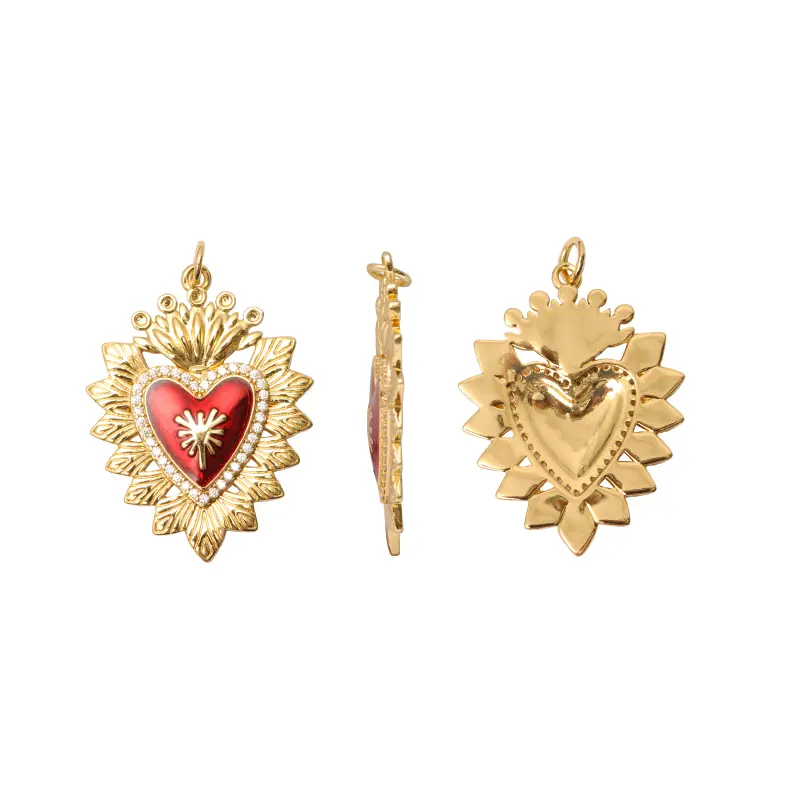 Dije esmaltado rojo sagrado corazon 24x32mm/Golfi x und