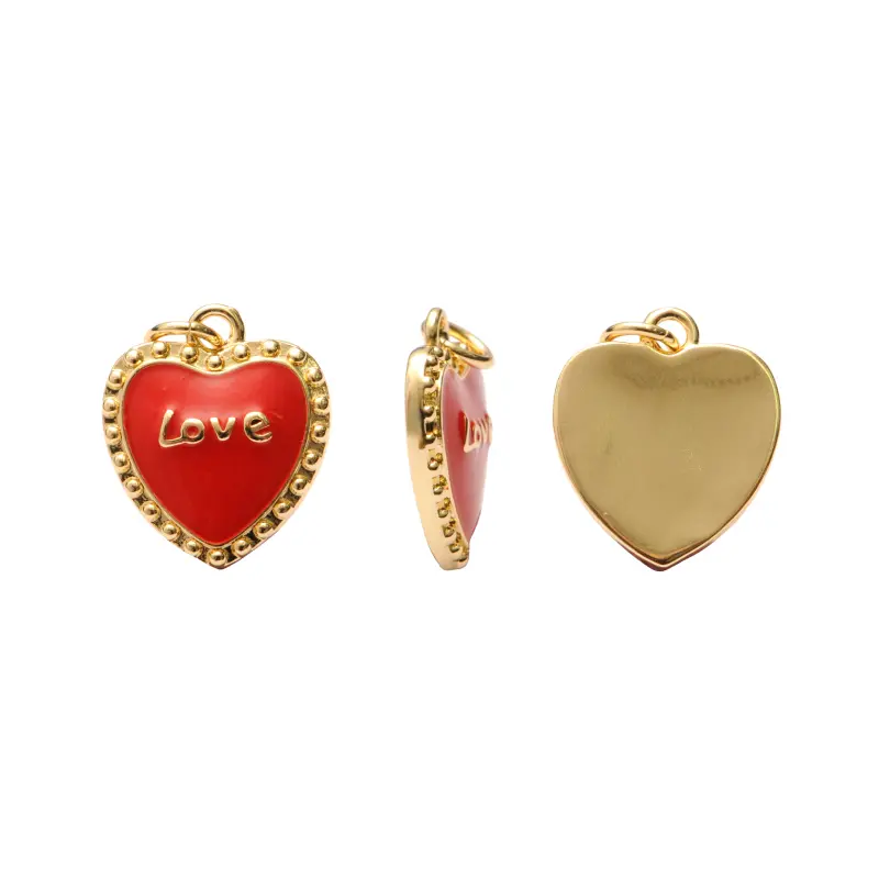 Dije esmaltado rojo corazon love 13x16mm/Golfi x und