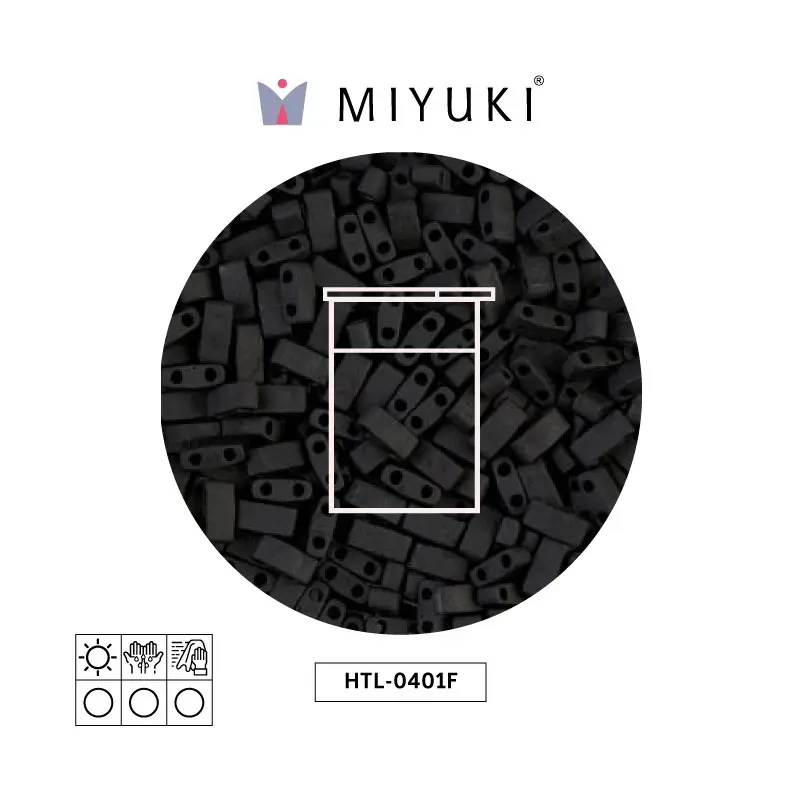 Miyuki half tila 5x2.3x1.9mm HTL0401F mate negro x 10G