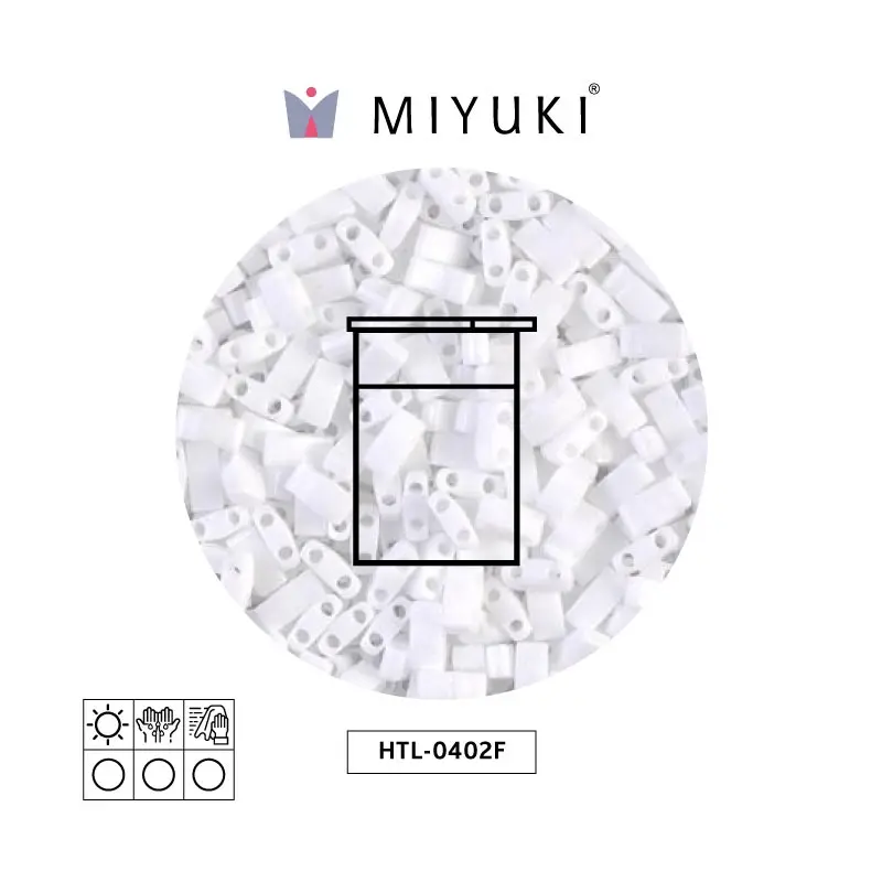 Miyuki half tila 5x2.3x1.9mm HTL0402F mate blanco x 10G