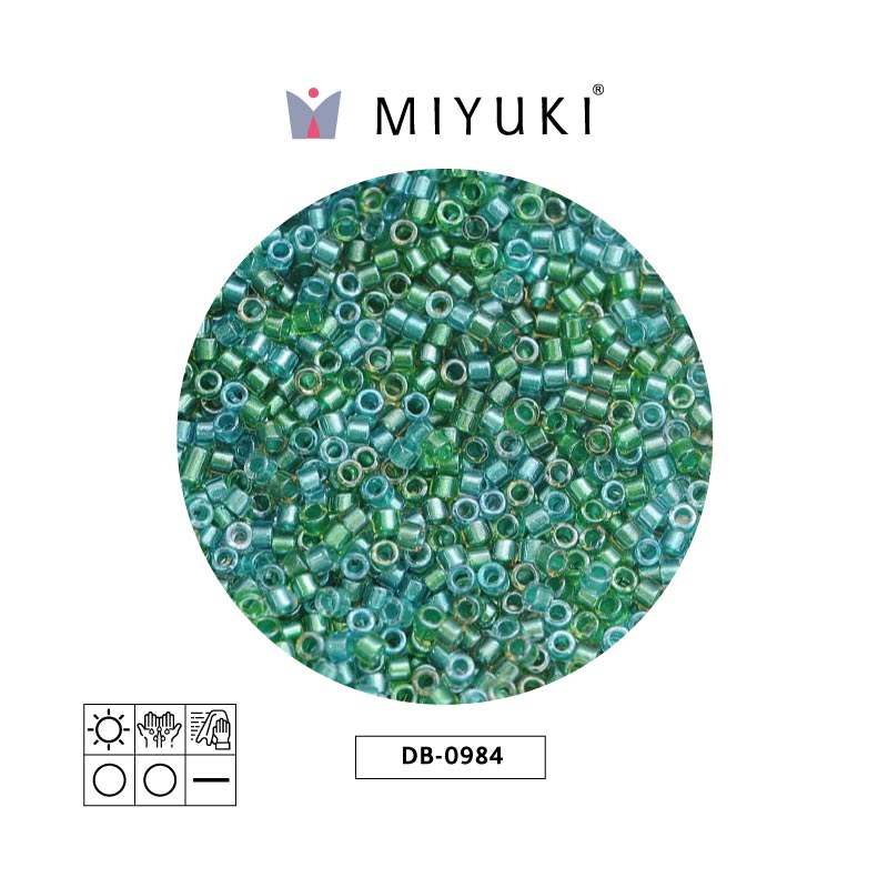Miyuki delica 11/0 DB0984 forrado aqua/teal x 50g