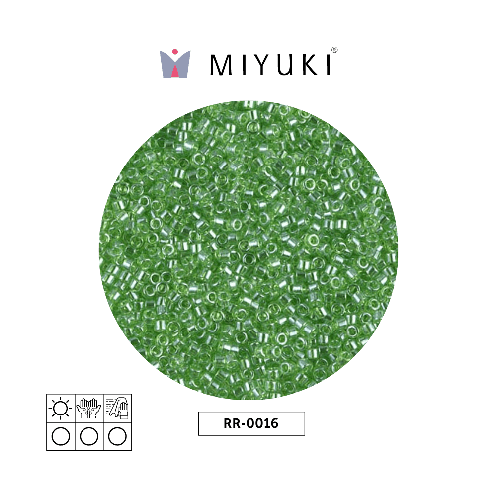 Mostacilla Miyuki rocalla 11/0 RR0016 plateado forrado verde x 250g