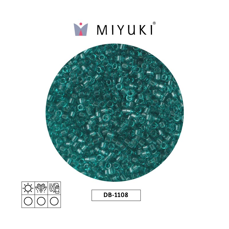 Miyuki delica 11/0 DB1108 transparente caribbean azul verdoso x 50g