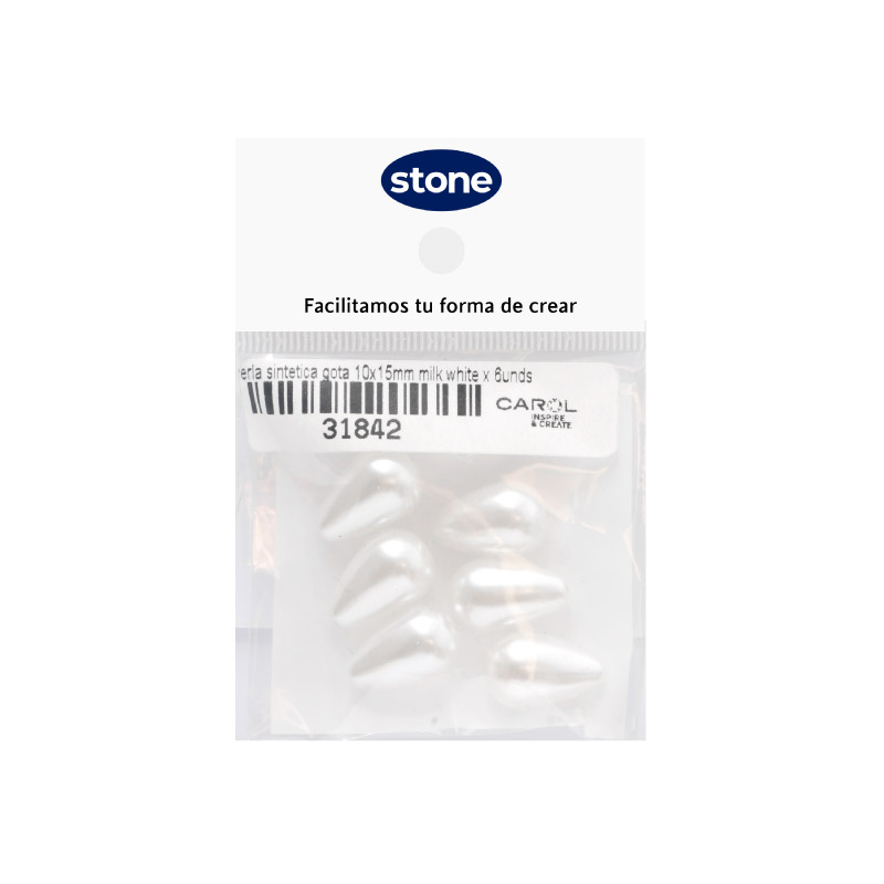 Perla sintetica gota 10x15mm milk white x 6unds