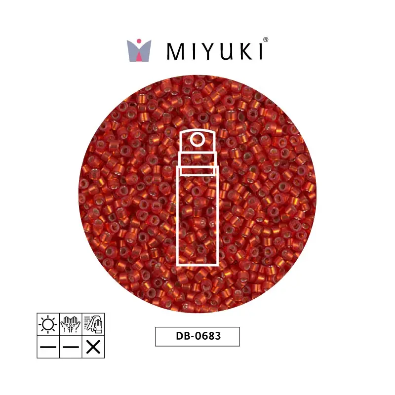 Miyuki delica 11/0 DB0683 mate plateado forrado rojo naranja x 10g