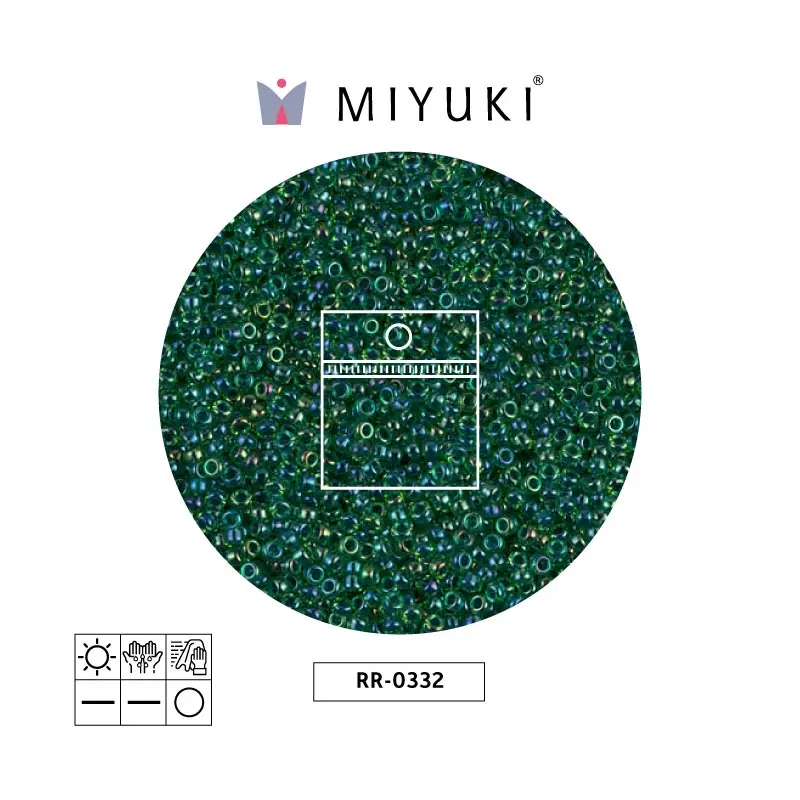 Mostacilla Miyuki rocalla 15/0 RR0332 oscuro azul forrado verde x 25g