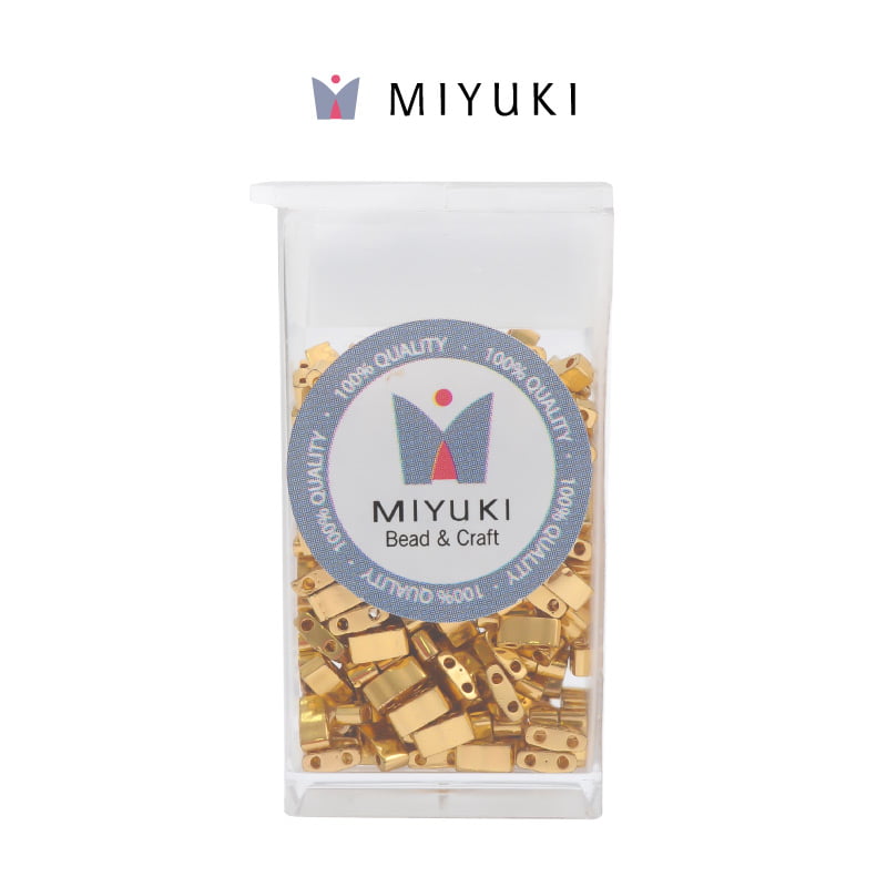Miyuki half tila 5x2.3x1.9mm HTL0191 24k dorado plated x 10G