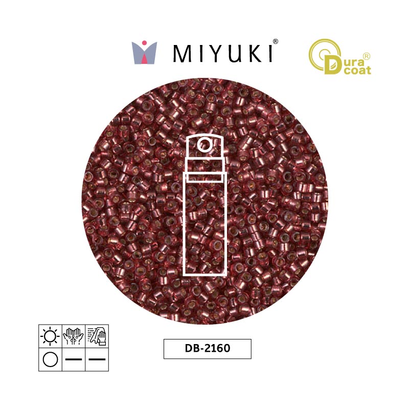 Miyuki delica 11/0 DB2160 plateado forrado fucsia Duracoat x 10g