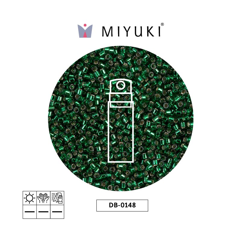 Miyuki delica 11/0 DB0148 plateado forrado verde x 10g