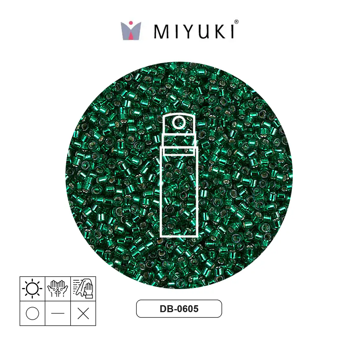 Miyuki delica 11/0 DB0605 plateado forrado verde x 10gr