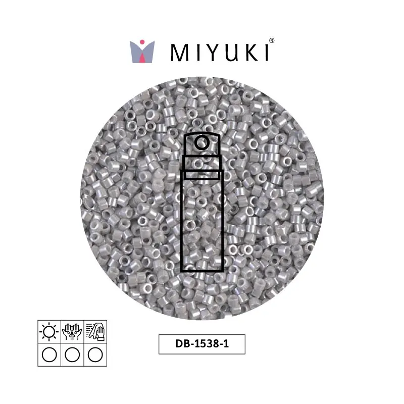 Miyuki delica 11/0 DB1538-1 opaco gris smoke ceylon perlado x 10gr