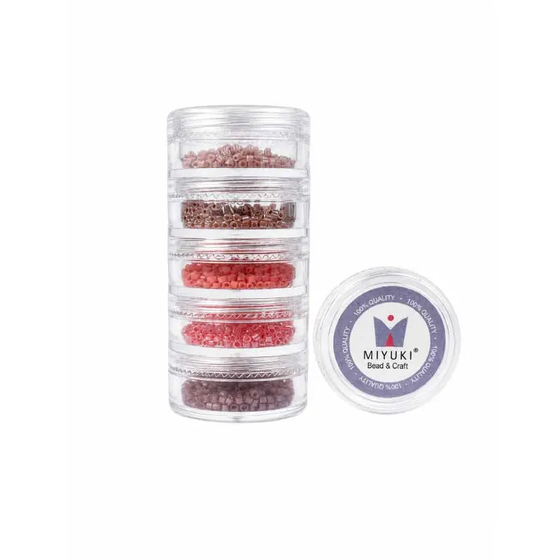 Kit 1- Miyuki Delica 5 Colores (2g c/u) + Organizador Apilable