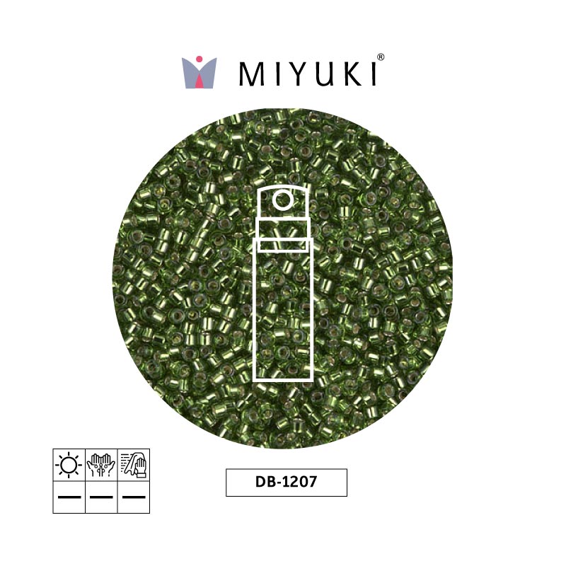 Miyuki delica 11/0 DB1207 plateado forrado verde x 10gr