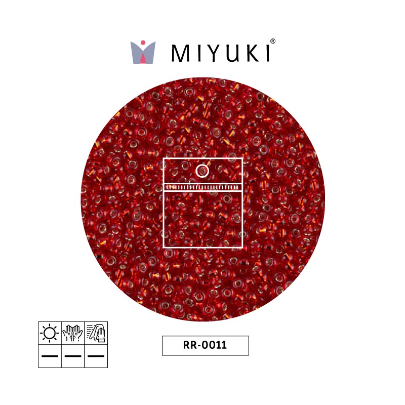 Mostacilla Miyuki rocalla 11/0 RR0011 plateado forrado ruby x 25g