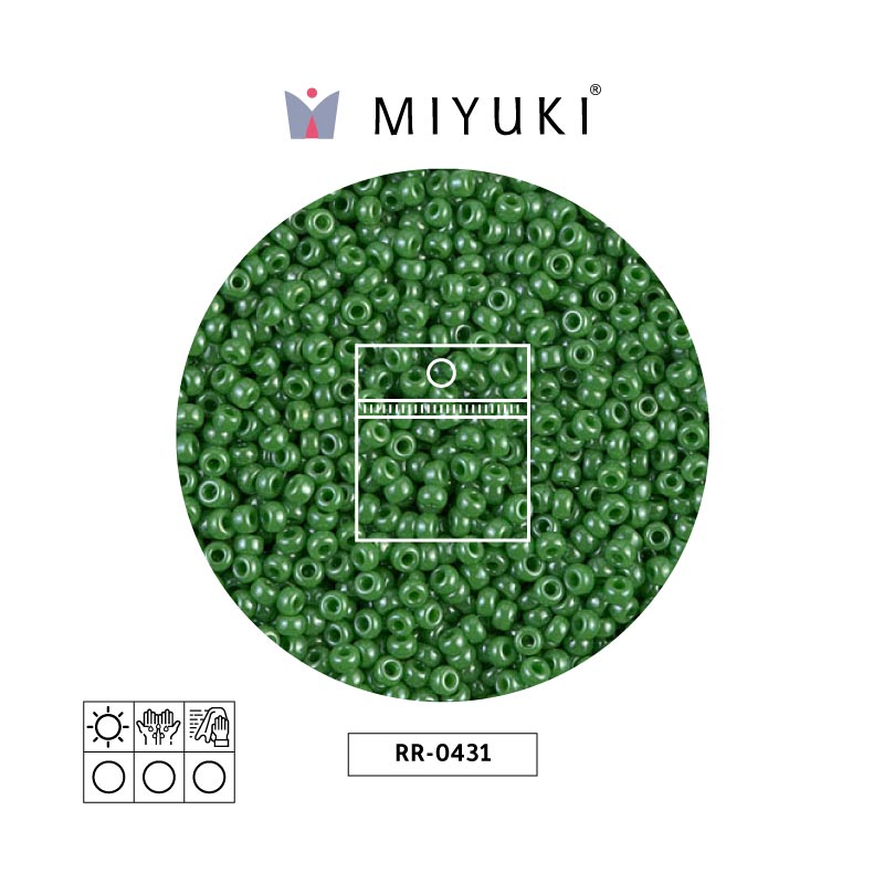 Mostacilla Miyuki rocalla 11/0 RR0431 opaco jade verde brillo x 25g