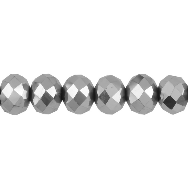 Murano rondela facetada 8mm plateado 127 x 62unds