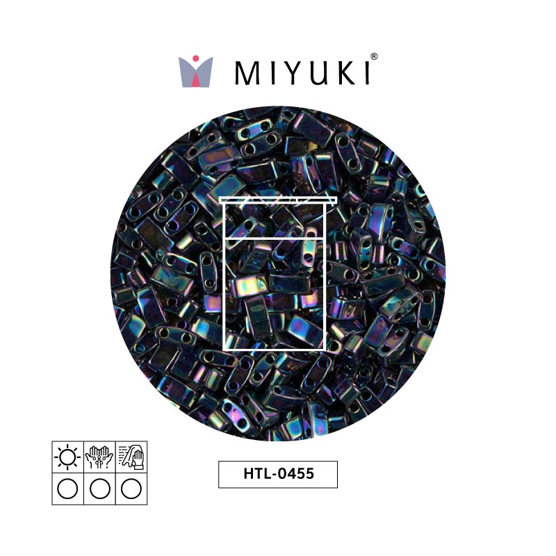 Miyuki half tila 5x2.3x1.9mm HTL0455 metalizado variegated blu iris x 10G