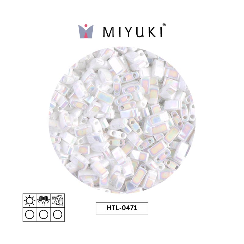 Miyuki half tila 5x2.3x1.9mm HTL0471 blanco perla AB x 250G