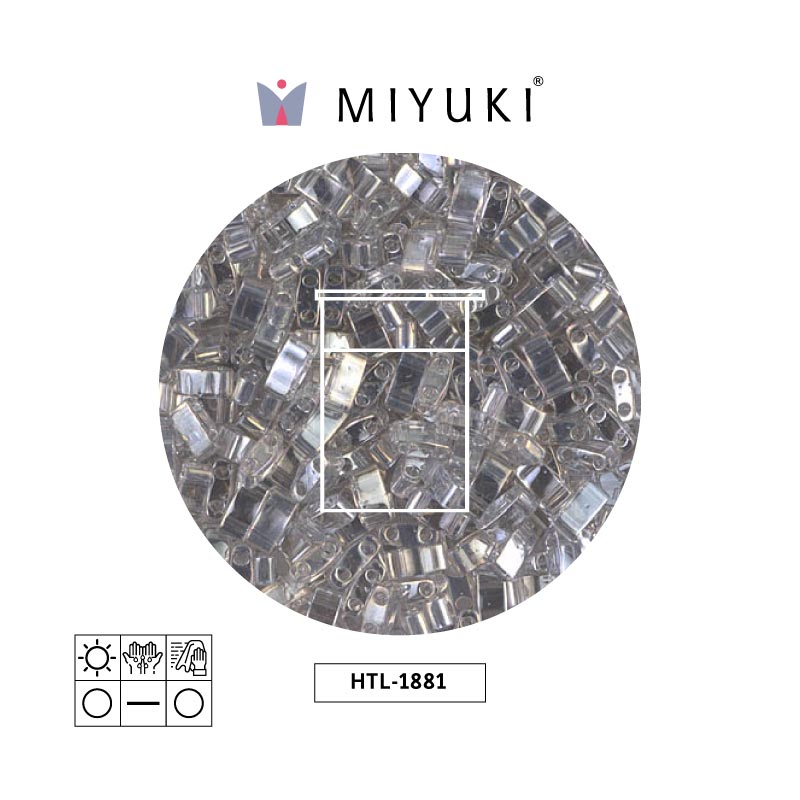 Miyuki half tila 5x2.3x1.9mm HTL1881 transparente plateado dorado brillo x 10G
