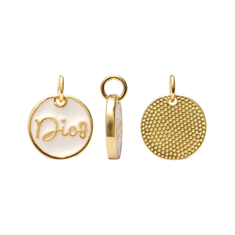 Dije esmaltado blanco Dios 12mm/Golfi W10618A12 x und