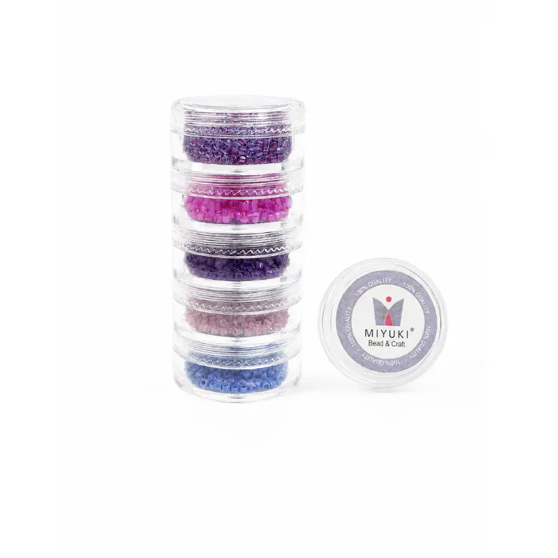 Kit 5 - Miyuki Delica 5 Colores (2g c/u) + Organizador Apilable