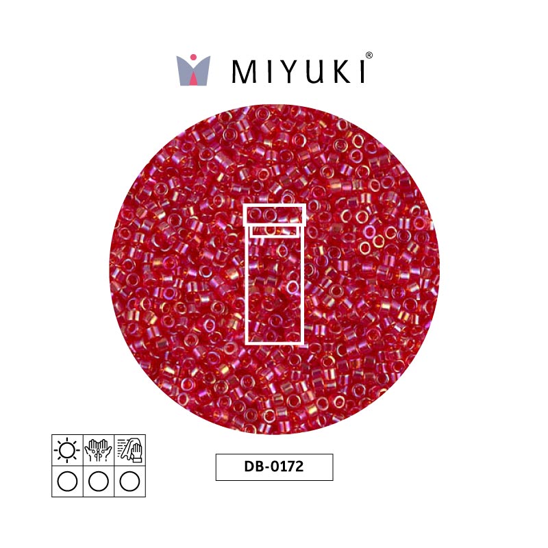 Miyuki delica 11/0 DB0172 tran claro rojo AB x 3g