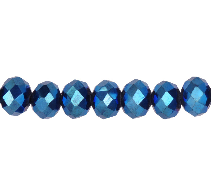 Murano rondela facetada 6mm metallic blue 134 x 82unds