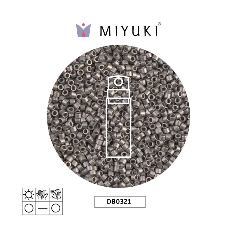 Miyuki delica 11/0 DB0321 mate metalizado plateado x 10g