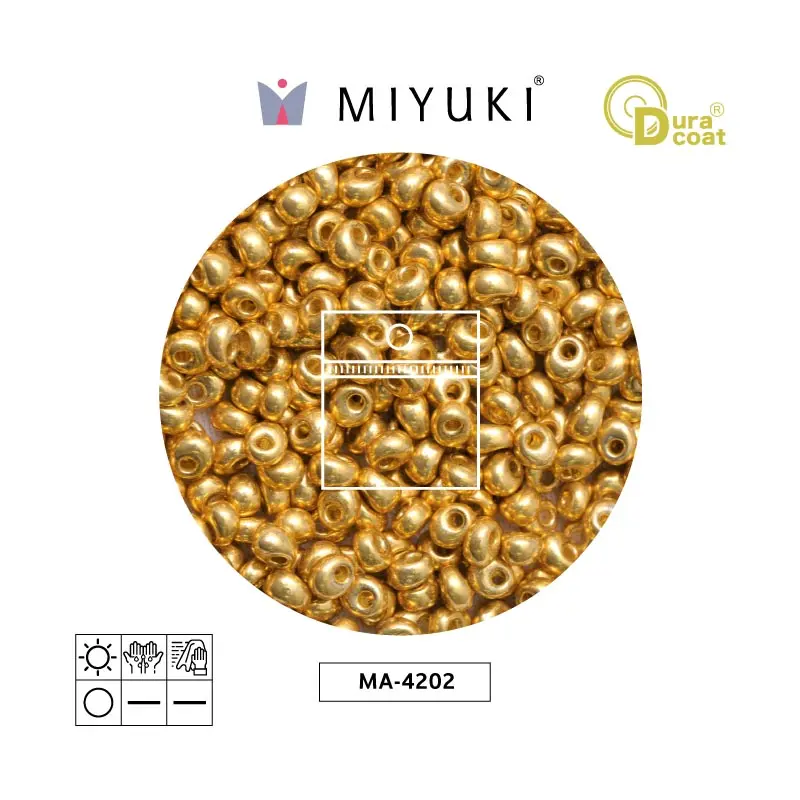 Miyuki magatama 4mm MA4202 galvanizado dorado Duracoat x 25g