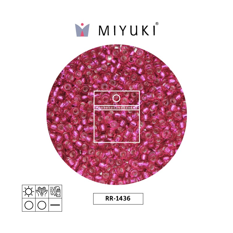 Mostacilla Miyuki rocalla 11/0 RR1436 plateado forrado rojo x 25g
