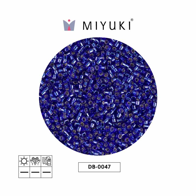 Miyuki delica 11/0 DB0047 plateado forrado azul x 50g