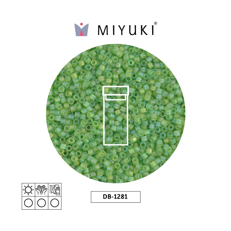 Miyuki delica 11/0 DB1281 mate transparente verde AB x 3g