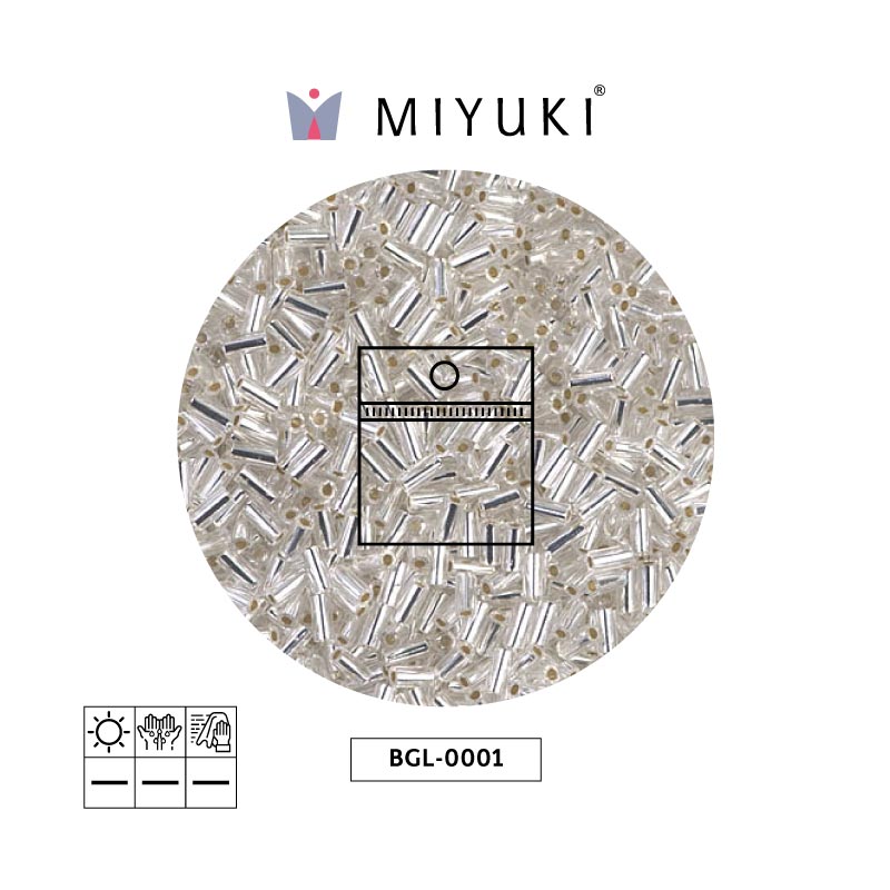 Miyuki bugle 3mm BGL0001 plateado forrado cristal x 25G