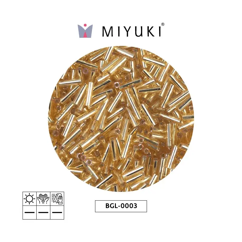 Miyuki bugle 6mm BGL0003 plateado forrado dorado x 250G