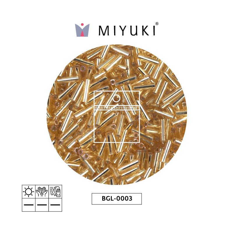 Miyuki bugle 6mm BGL0003 plateado forrado dorado x 25g