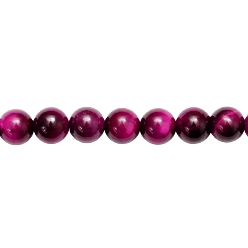 Sarta redonda 8mm ojo de tigre fucsia x 48 unds