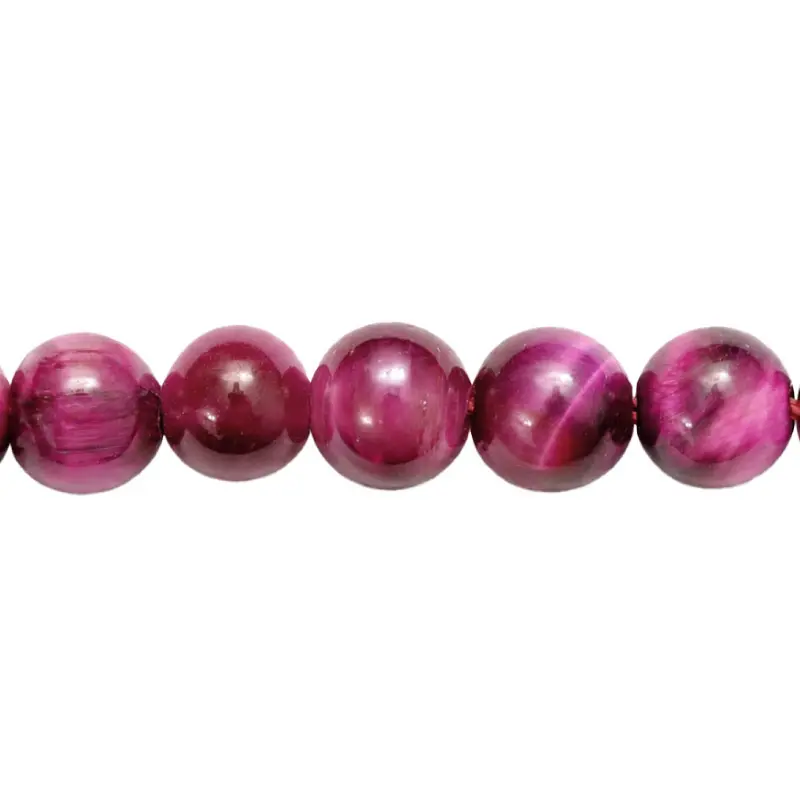 Sarta redonda 6mm ojo de tigre fucsia x 63 unds