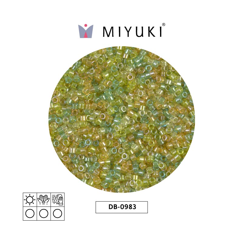 Miyuki delica 11/0 DB0983 saparkling forrado lemon verde mix x 50g